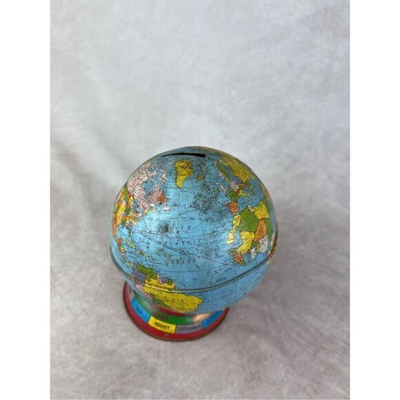 Vintage Coin Bank 62 Metal Globe Bank Commemorating John Glenn's 3 Orbits of Ear - Picture 2 of 11